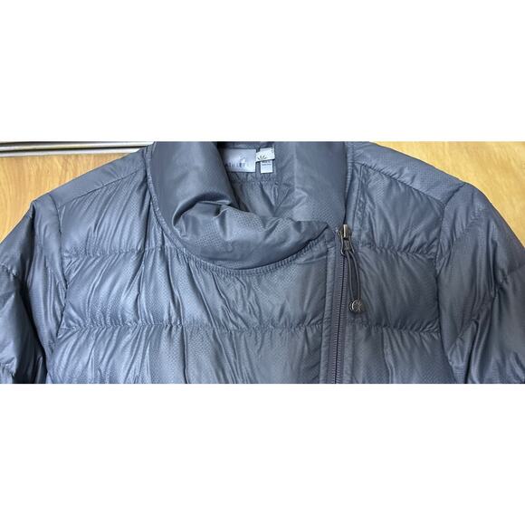 Athleta Sz M Black Packable Moto Zip Downalicious LS Pkts Coat - Picture 3 of 10